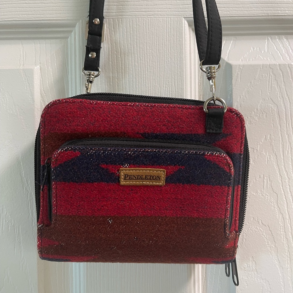 Pendleton Red and Brown Crossbody Bag
